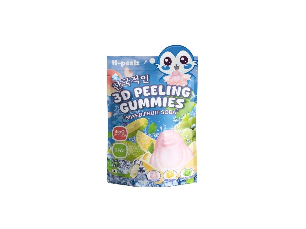 K-Peelz Soda aux fruits mélangés, gommes exfoliantes 3D, 60 g (3+2 OFFERTS)
